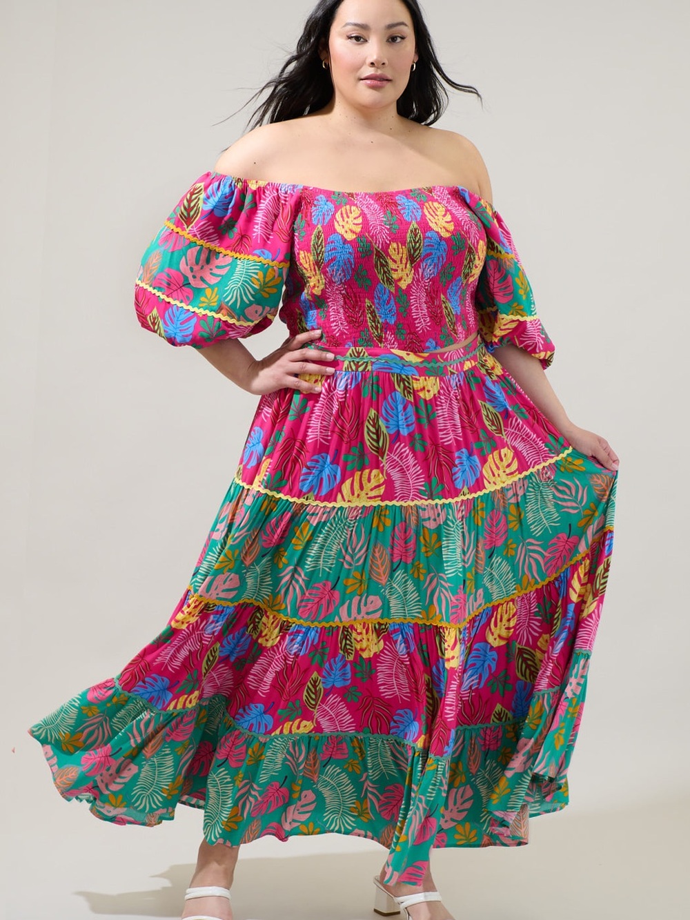 Sugarlips Marina Tropical Smocked Crop Top & Tiered Maxi Skirt SET - NWT - 2X/3X